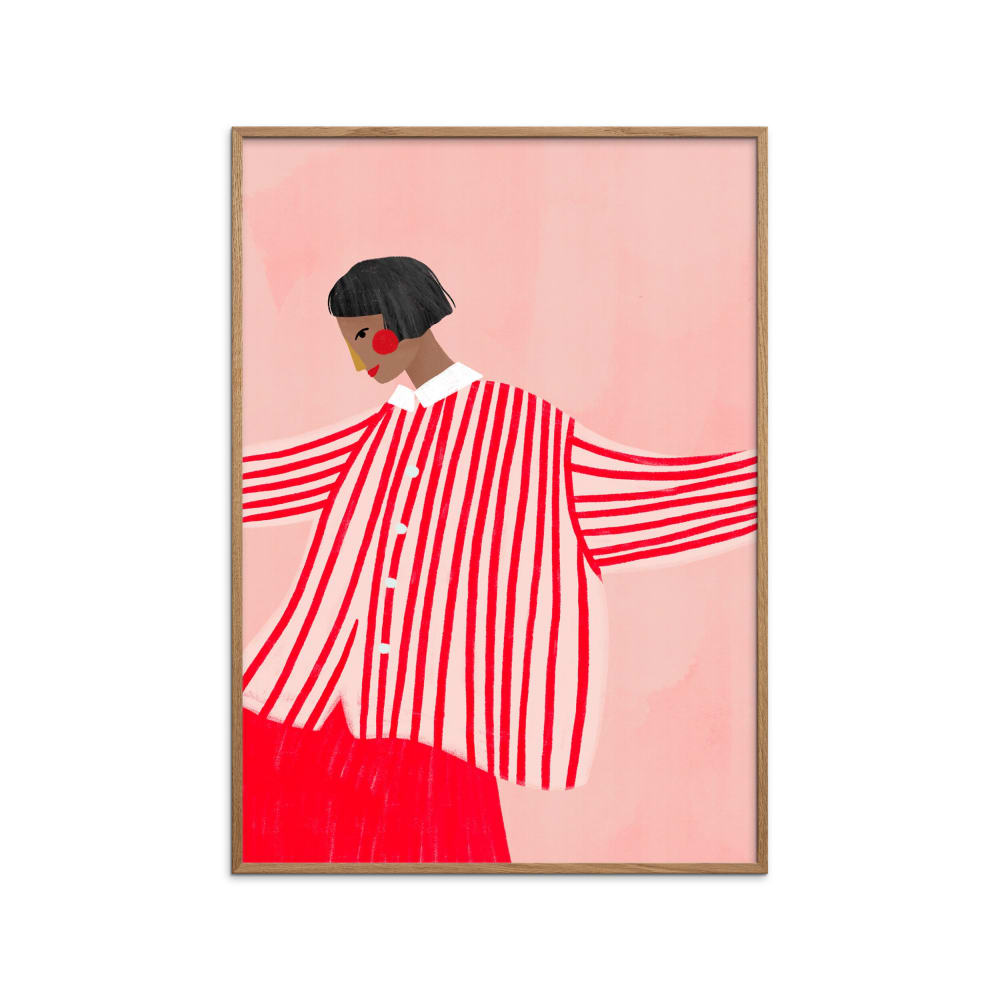 poster the woman with the red stripes marco de roble - 30x40 cm