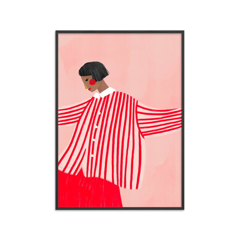 Affiche ''The Woman With the Red Stripes'' Cadre noir - 50x70 cm