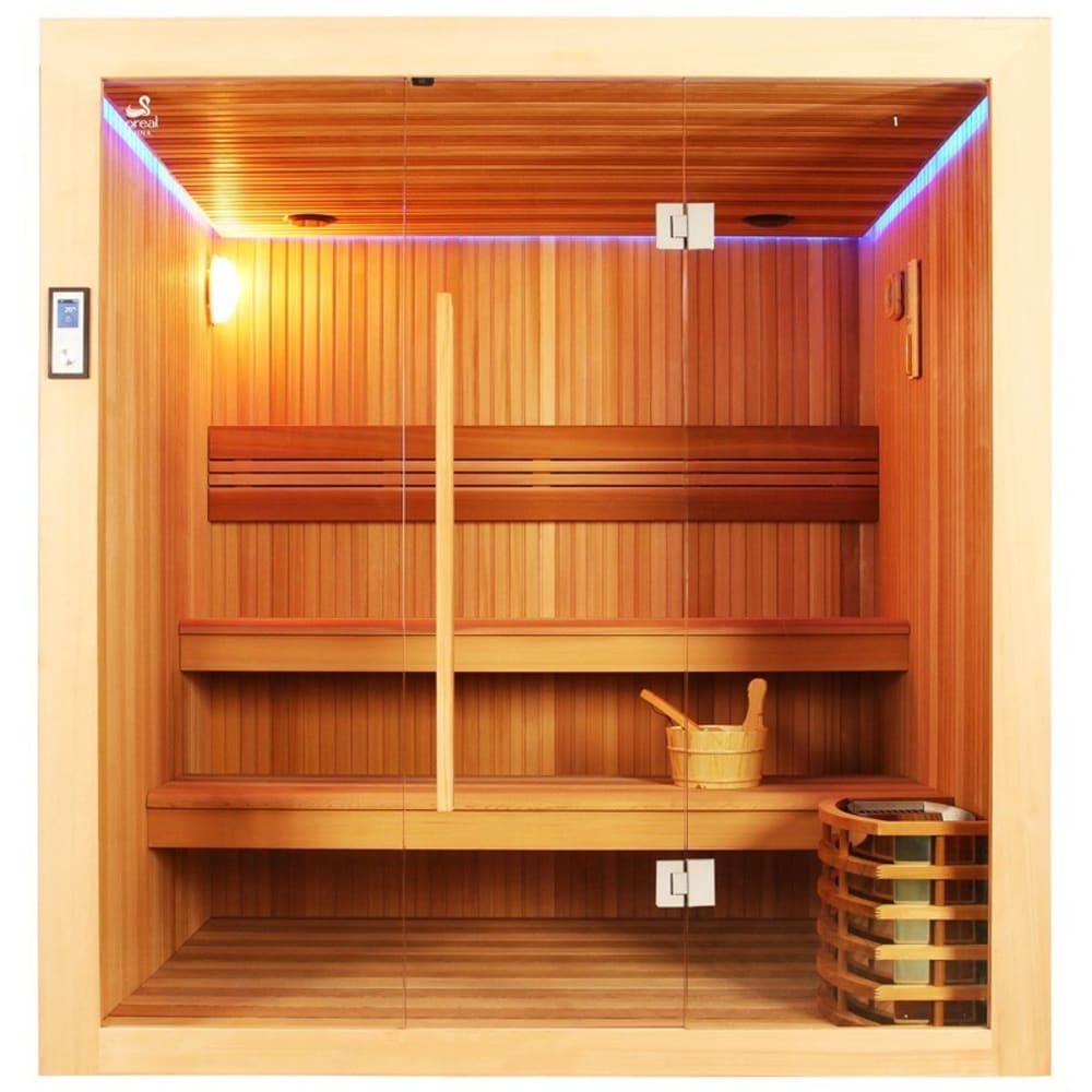 Sauna à vapeur pour 6 personnes en bois 200x170x210 cm