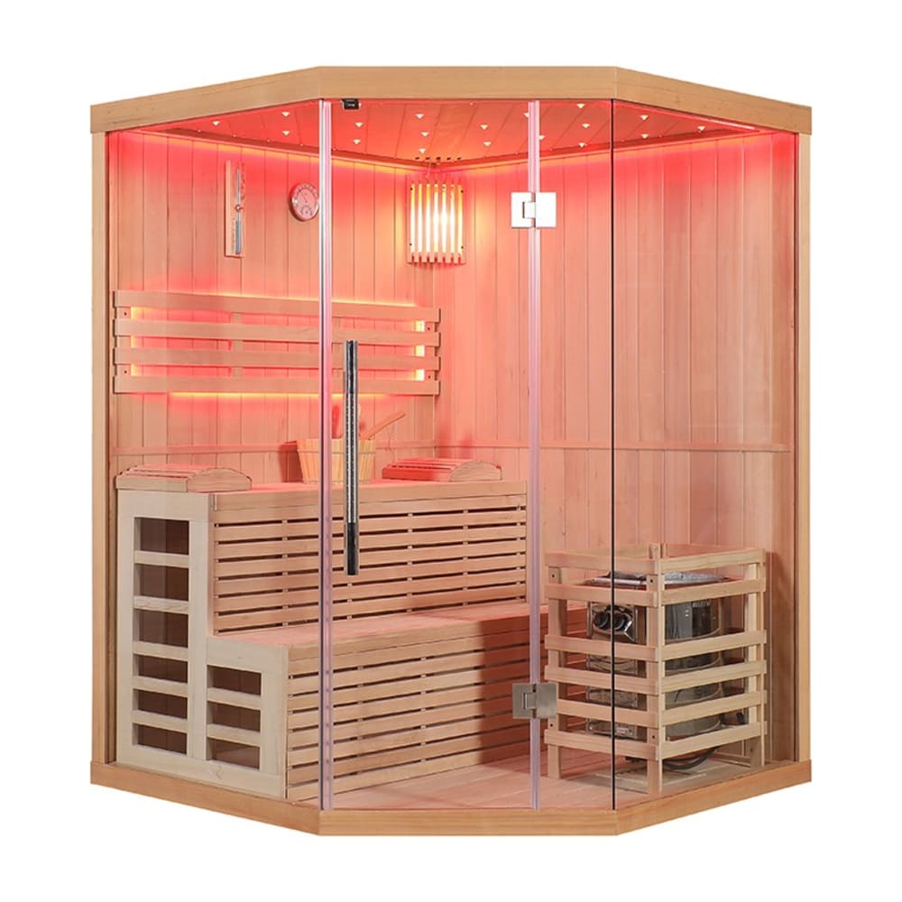 Sauna à vapeur pour 4 personnes en bois 150x150x200 cm
