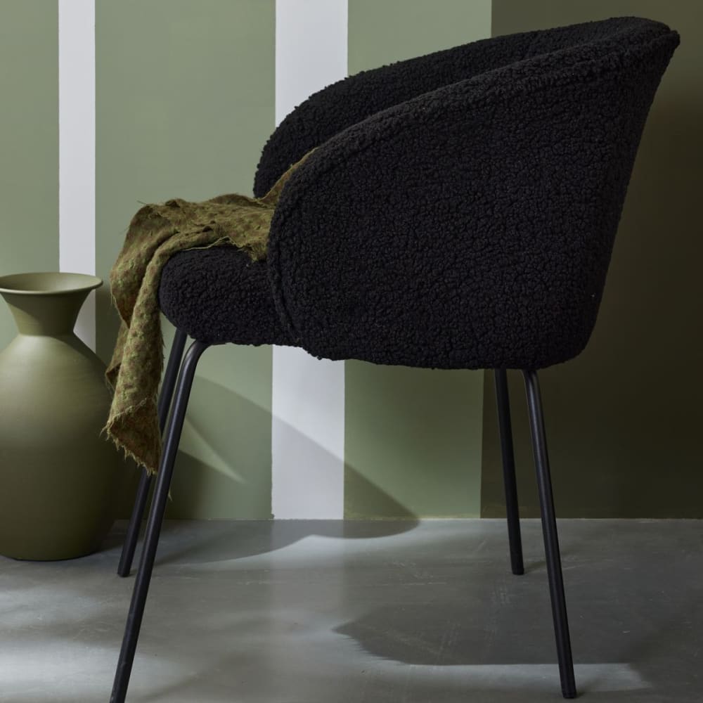 Fauteuil bouclette uni  55x62 cm noir