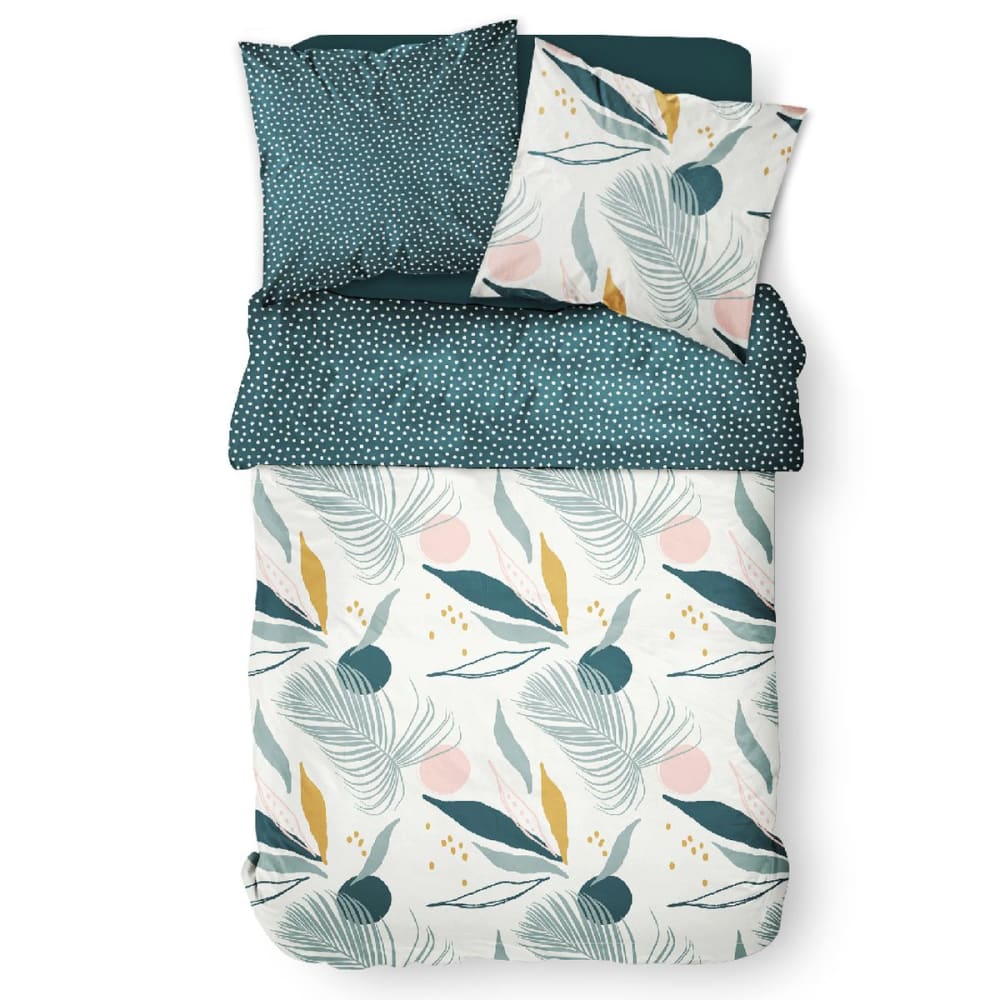 Parure de lit avec zip et imprimé floral 200x200 cm blanc - Maisons du Monde