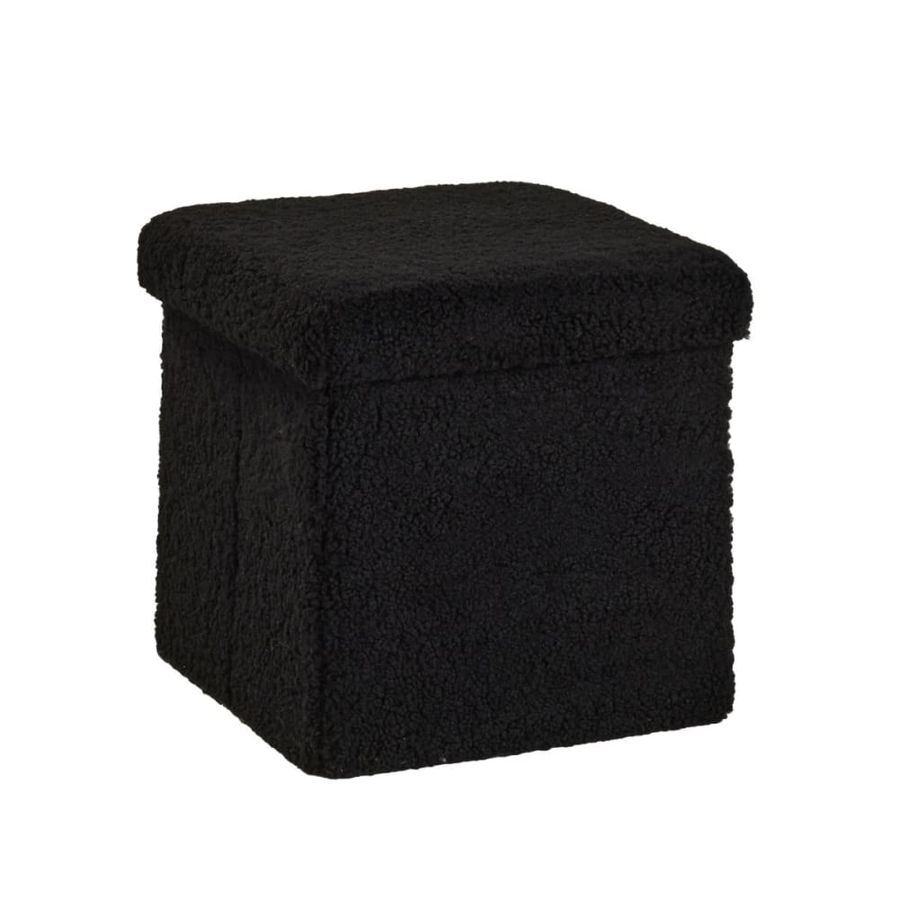 Pouf coffre carré en tissu bouclette  38x38 cm vert