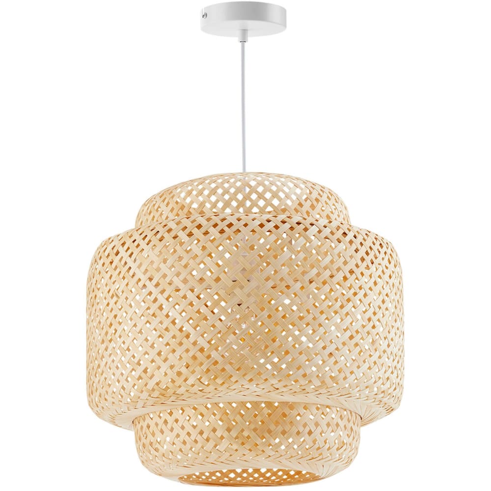 Plafonnier en bambou et acier de style bohème 40W abat-jour élégant