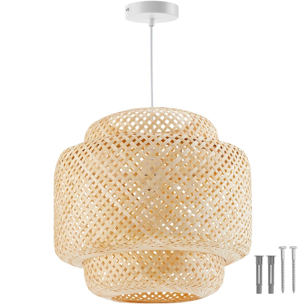Plafonnier en bambou et acier de style bohème 40w abat-jour élégant — vue 3