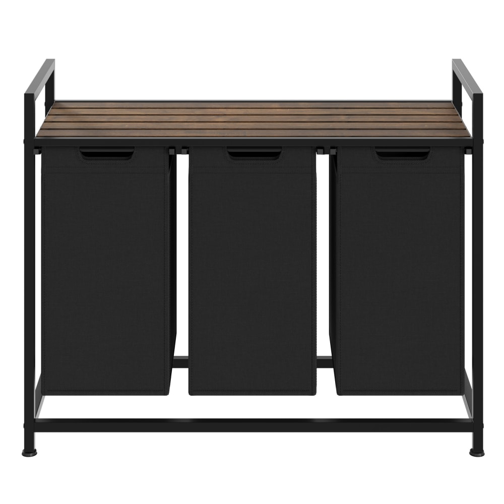 Panier à linge avec étagère style industriel 34x93,5x72cm — vue 3