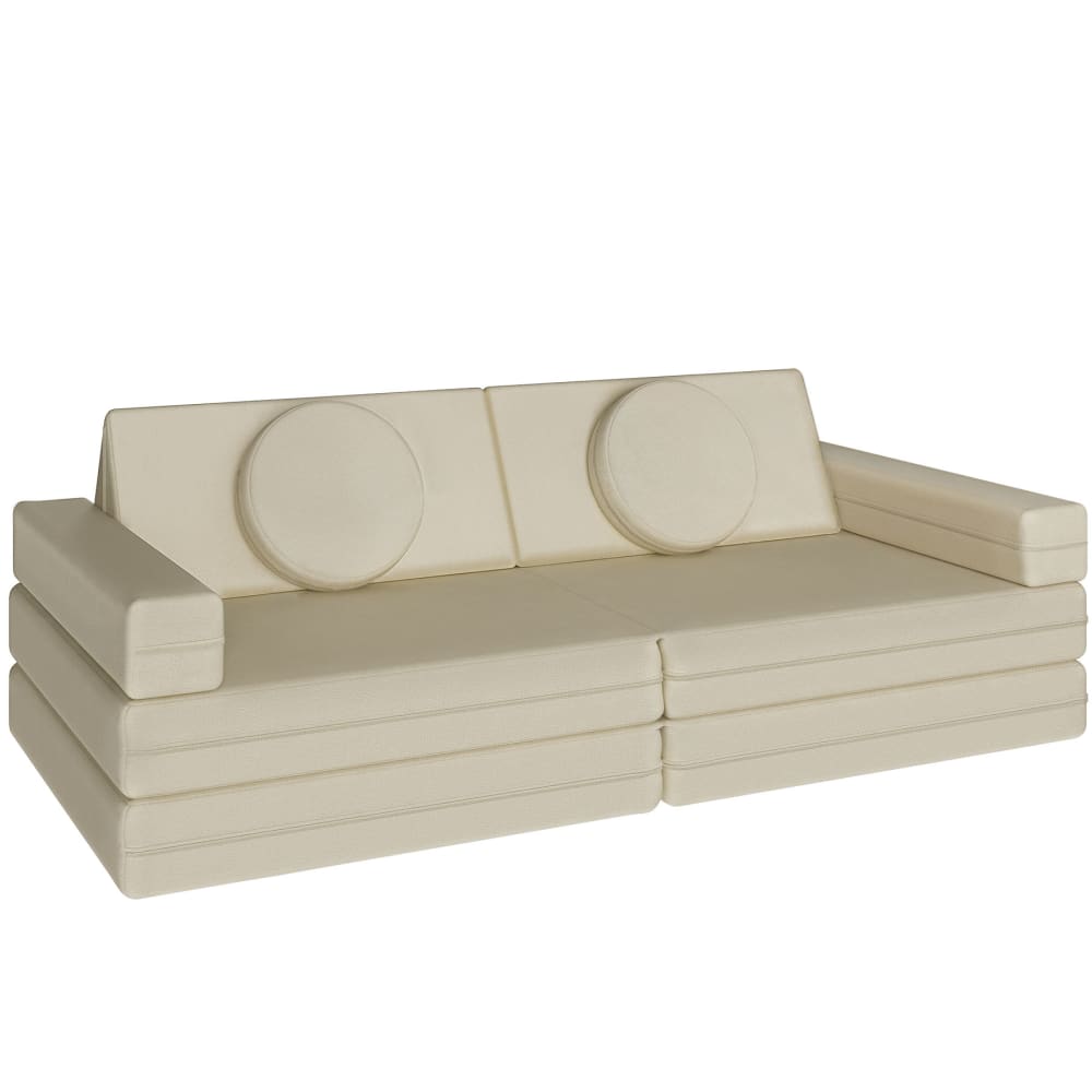 Canapé modulable de jeu 8 pièces avec fonction de couchage beige