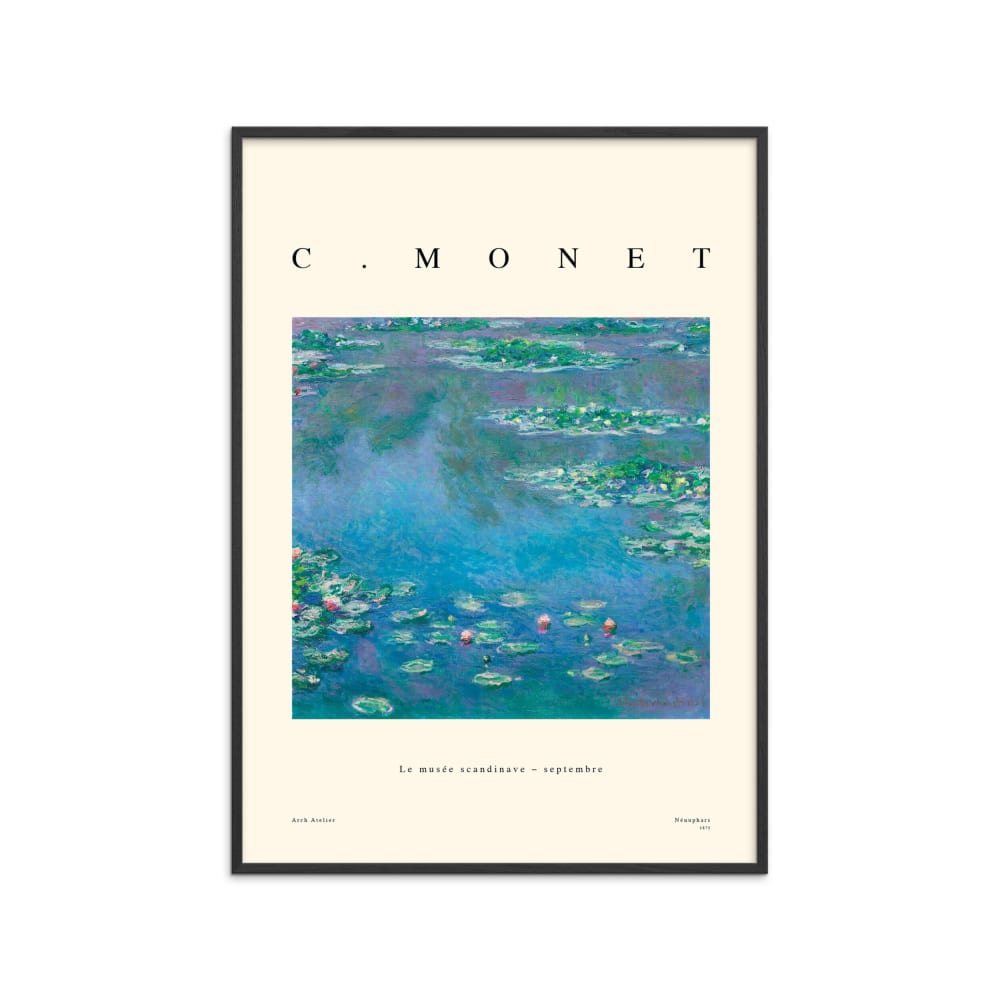 Affiche ''Claude Monet — Nénuphars'' Cadre noir - 30x40 cm