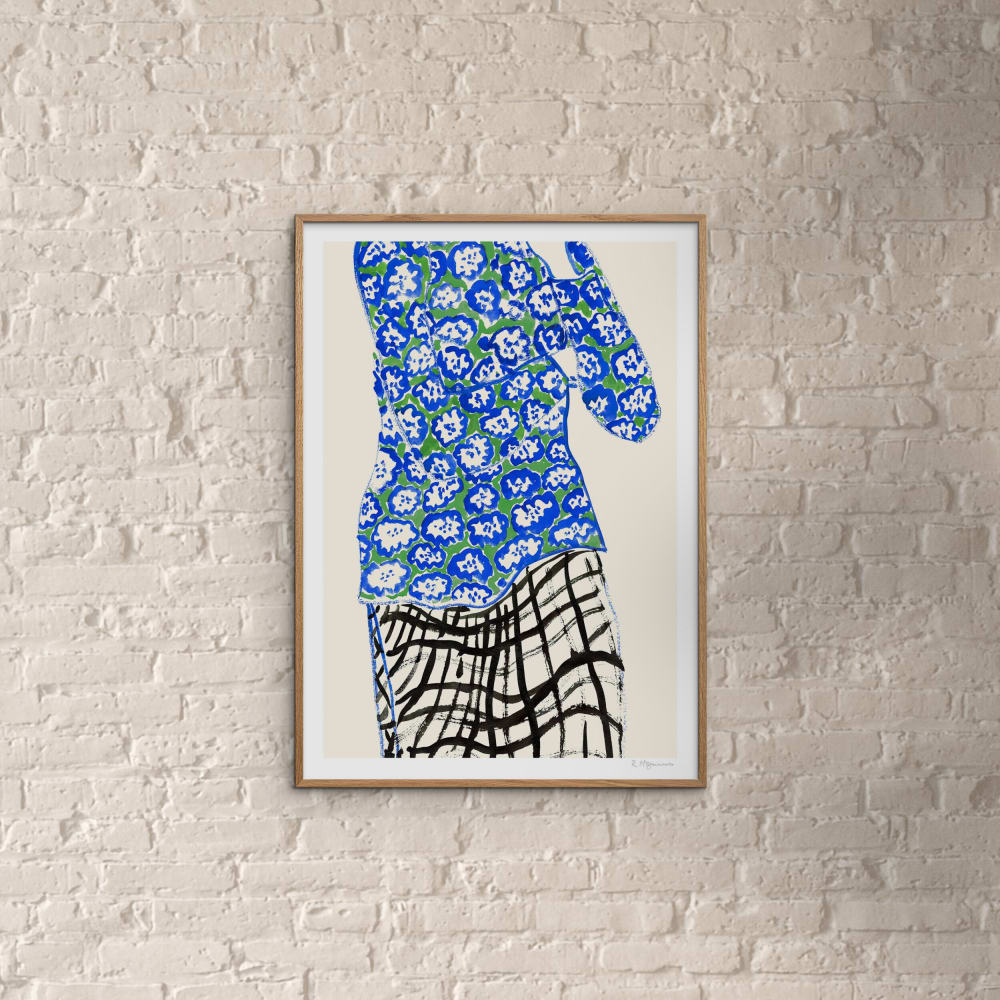 Affiche ''Blue and Green'' Cadre en Chêne - 30x40 cm