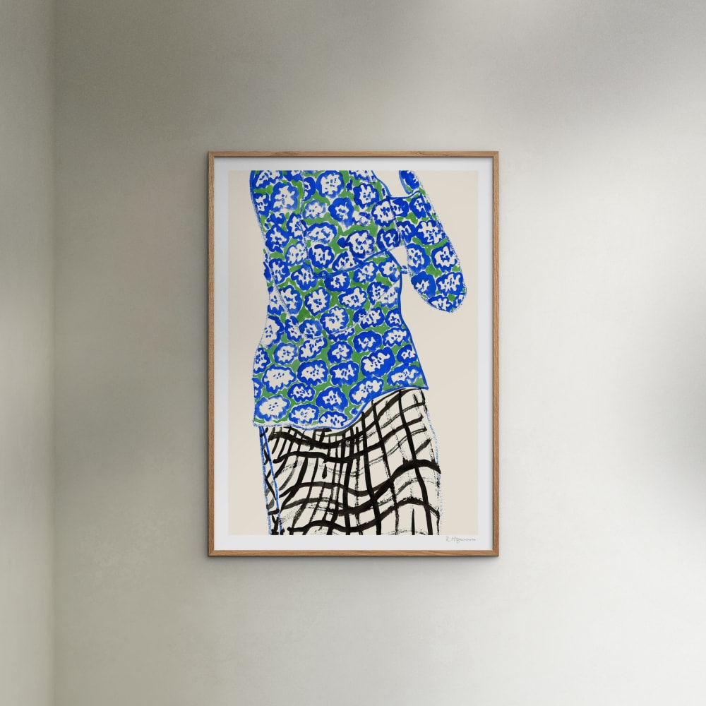 Affiche ''Blue and Green'' Cadre en Chêne - 50x70 cm