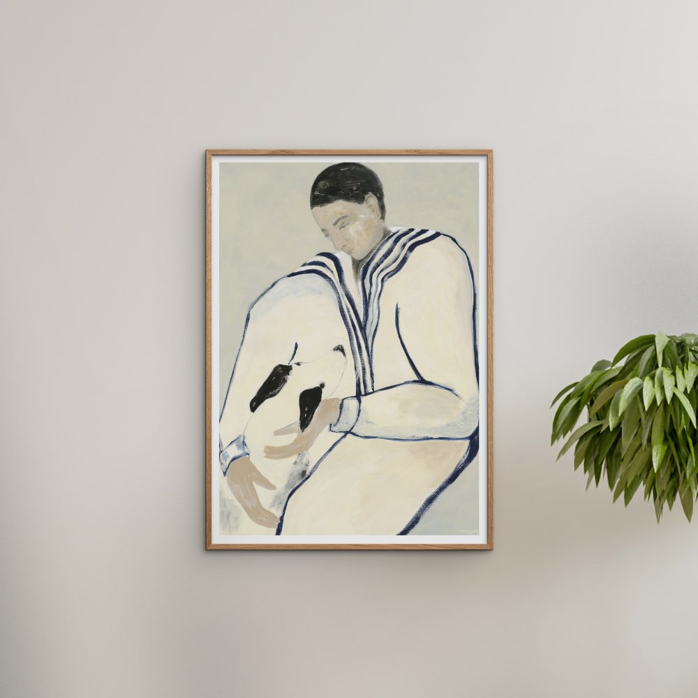 Affiche ''Man and Dog'' Cadre en Chêne - 70x100 cm