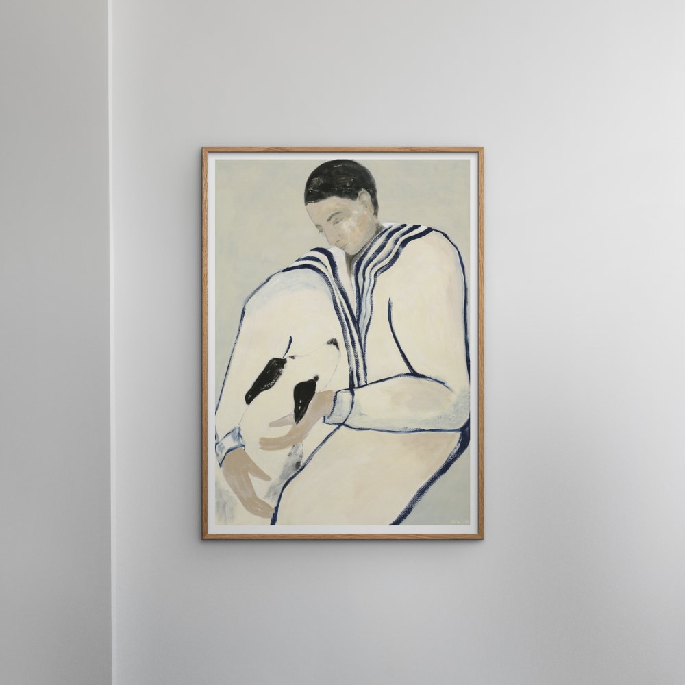 Affiche ''Man and Dog'' Cadre en Chêne - 50x70 cm