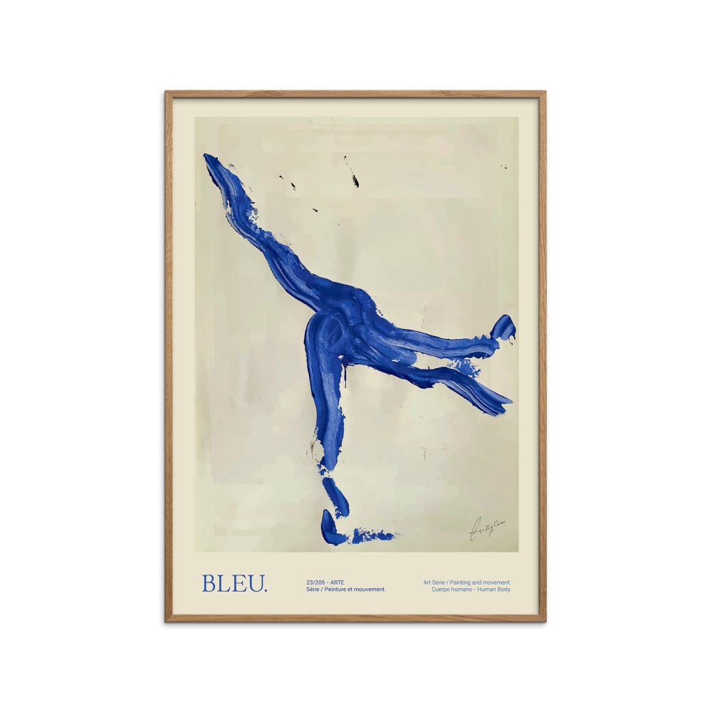 Affiche ''Bleu'' Cadre en Chêne - 30x40 cm