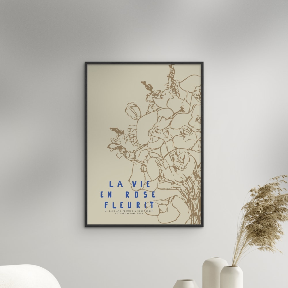 Affiche ''La Vie en Rose - Blue'' Cadre noir - 50x70 cm