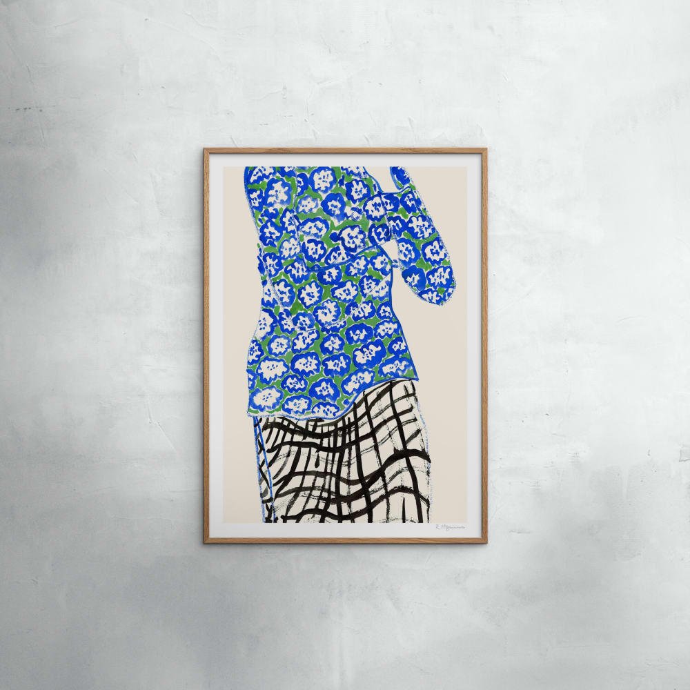 Affiche ''Blue and Green'' Cadre en Chêne - 70x100 cm