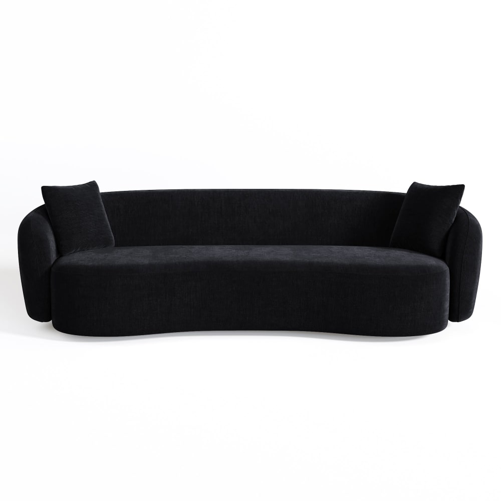 Canapé 3 places en tissu tramé toucher doux noir
