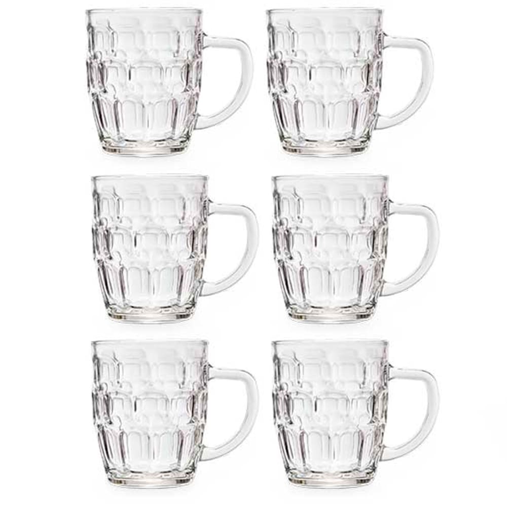 Set de 6 chopes à bière en verre avec poignées 520ml