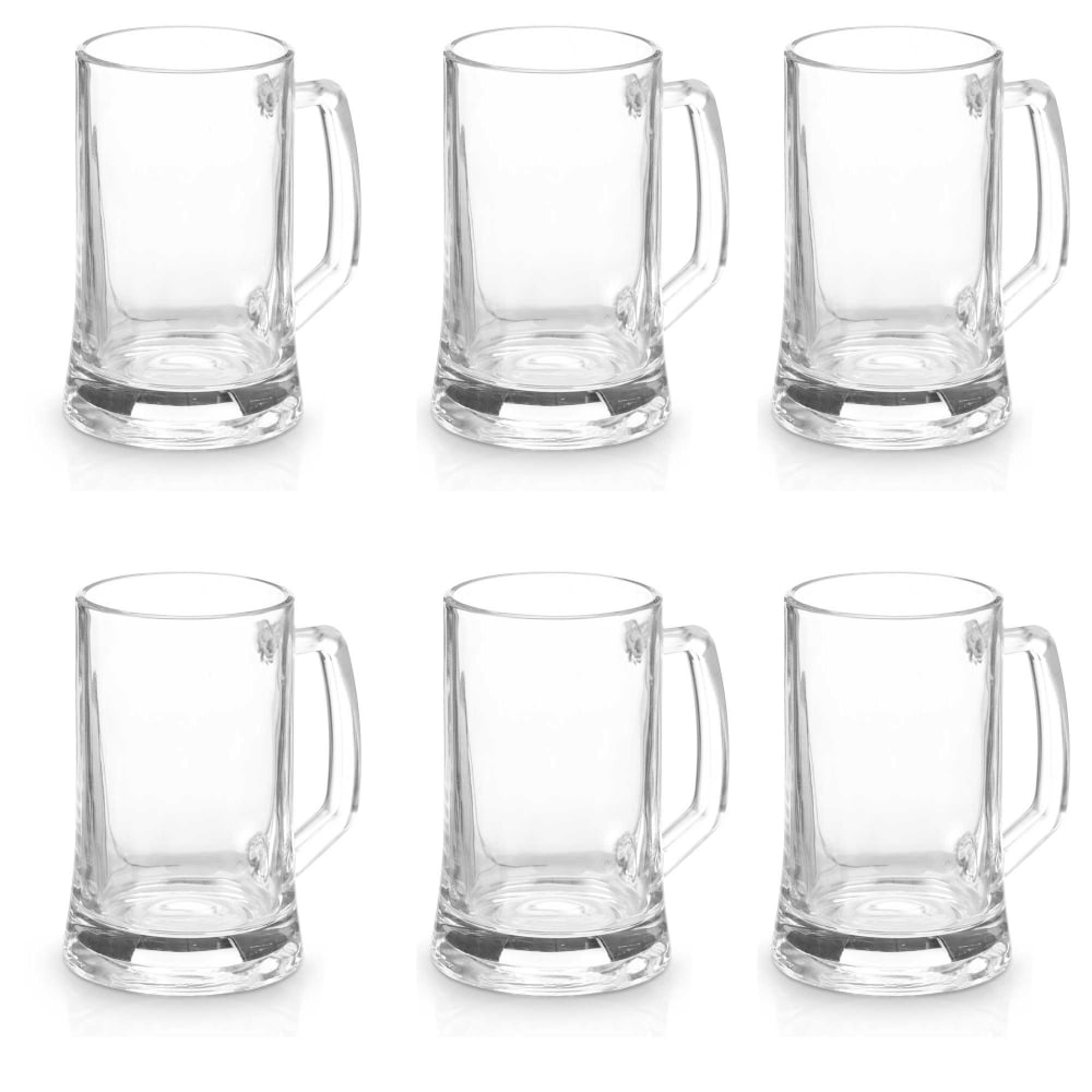 Set de 6 chopes à bière en verre avec poignées 380ml
