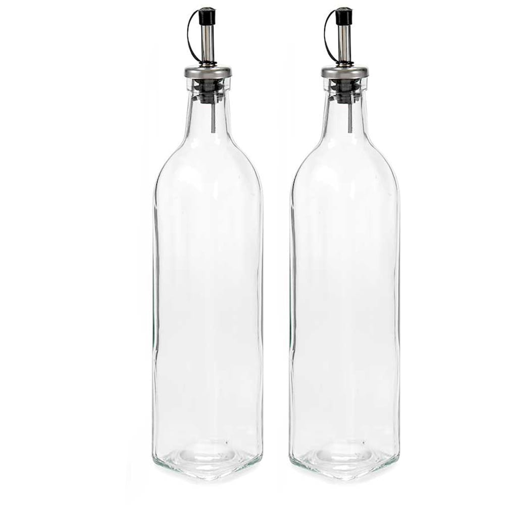 Set huilier + vinaigrier en verre avec bouchon acier 50cl