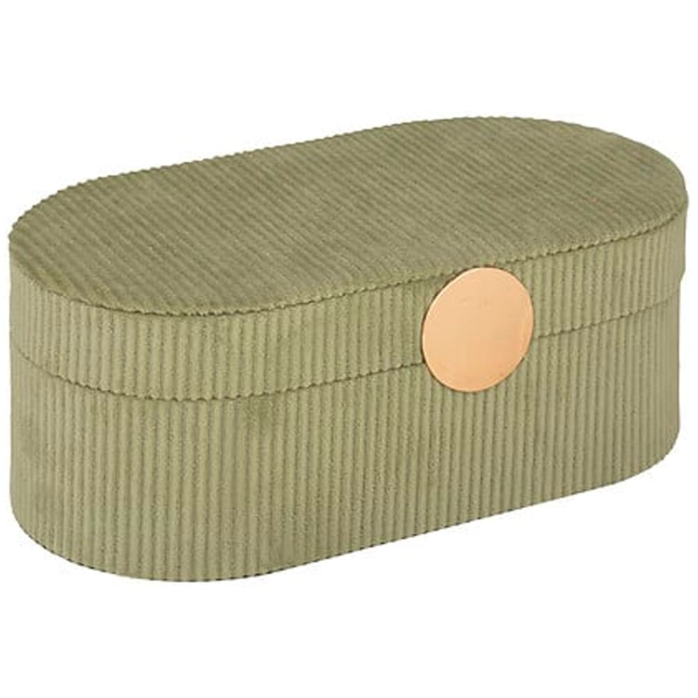 Boîte à bijoux de voyage velours côtelé vert 13x10x25.5cm — Beyit