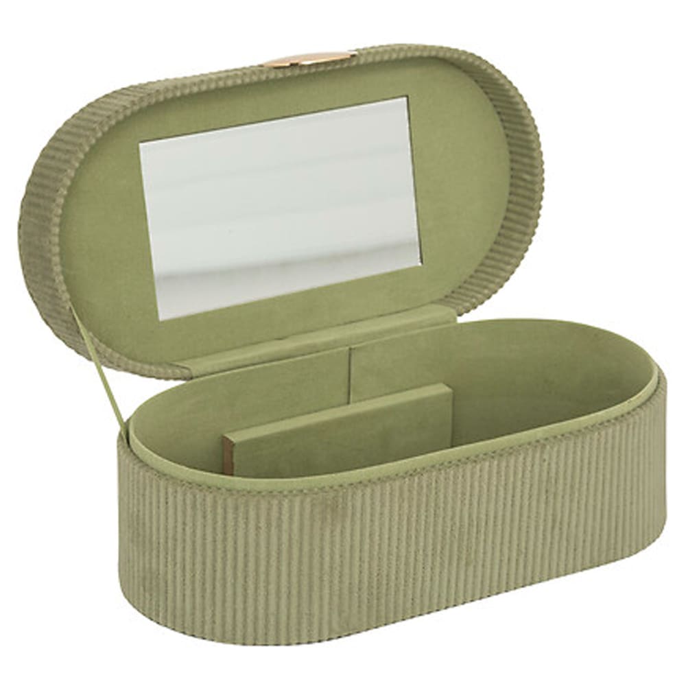 Boîte à bijoux de voyage velours côtelé vert 13x10x25.5cm — vue 4