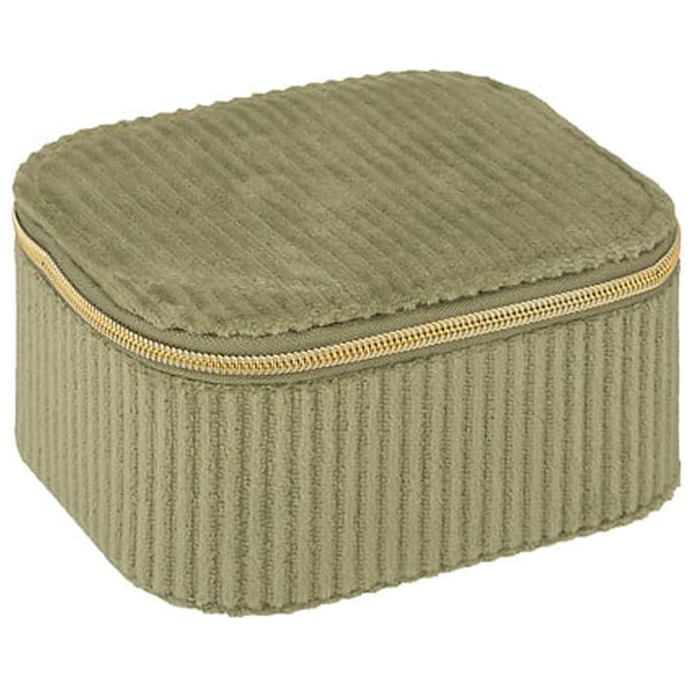 Boîte à bijoux de voyage velours côtelé vert 9x5.5x11cm — Beyit