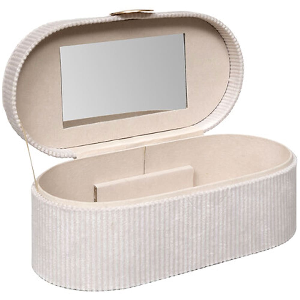 Boîte à bijoux de voyage velours côtelé blanc 13x10x25.5cm — vue 4