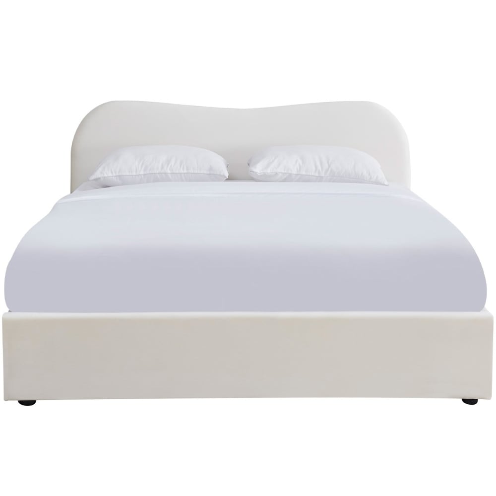 Lit 140x190 cm avec tête le lit en velours beige