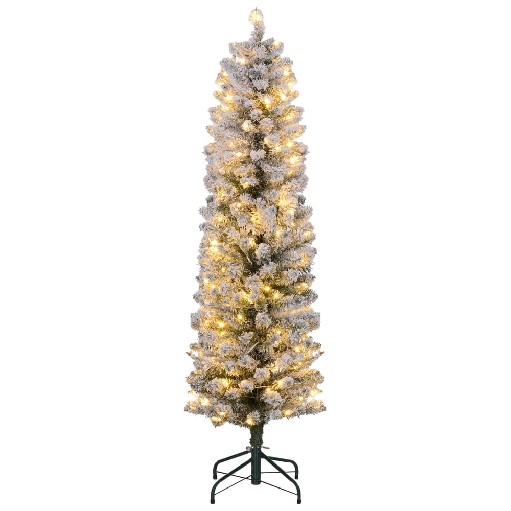 Homcom Sapin de noël artificiel led enneigé h.150 cm 263 branches style contemporain Vert Pvc - Poly Chlorure De Vinyle