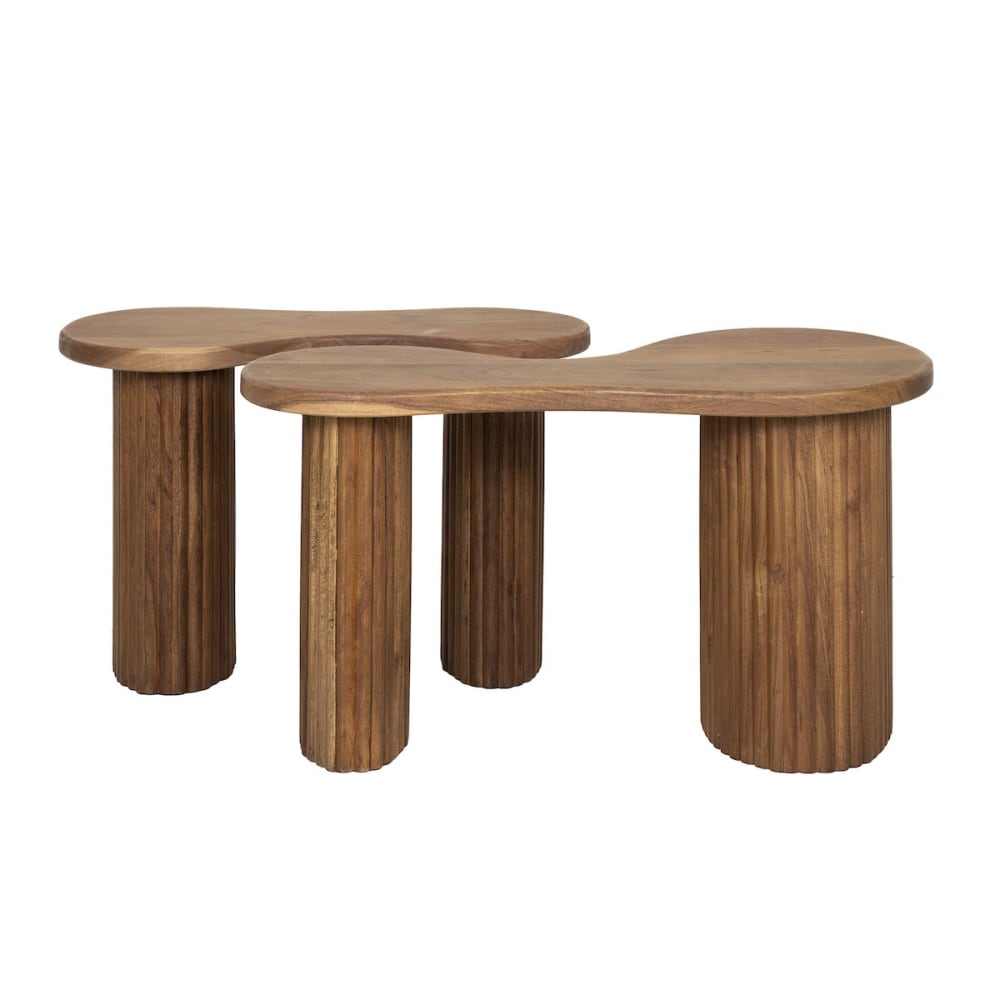 Set de tables basses organiques en bois d'acacia Set de tables basses organiques en bois d'acacia