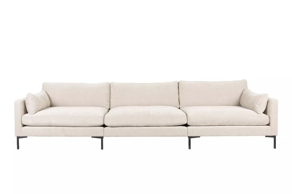 Canapé confortable 5 places en tissu blanc crème