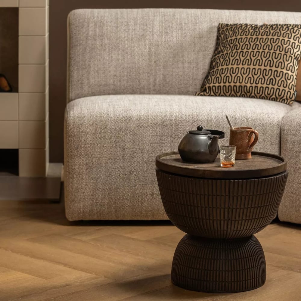 Runder Couchtisch in Betonoptik aus Fiberglas D40 - Maisons Du