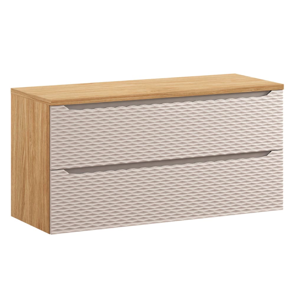 Petits meubles Waschtisch 120cm 2 Schubladen Melamin Beige und Holz Beige Spanplatte