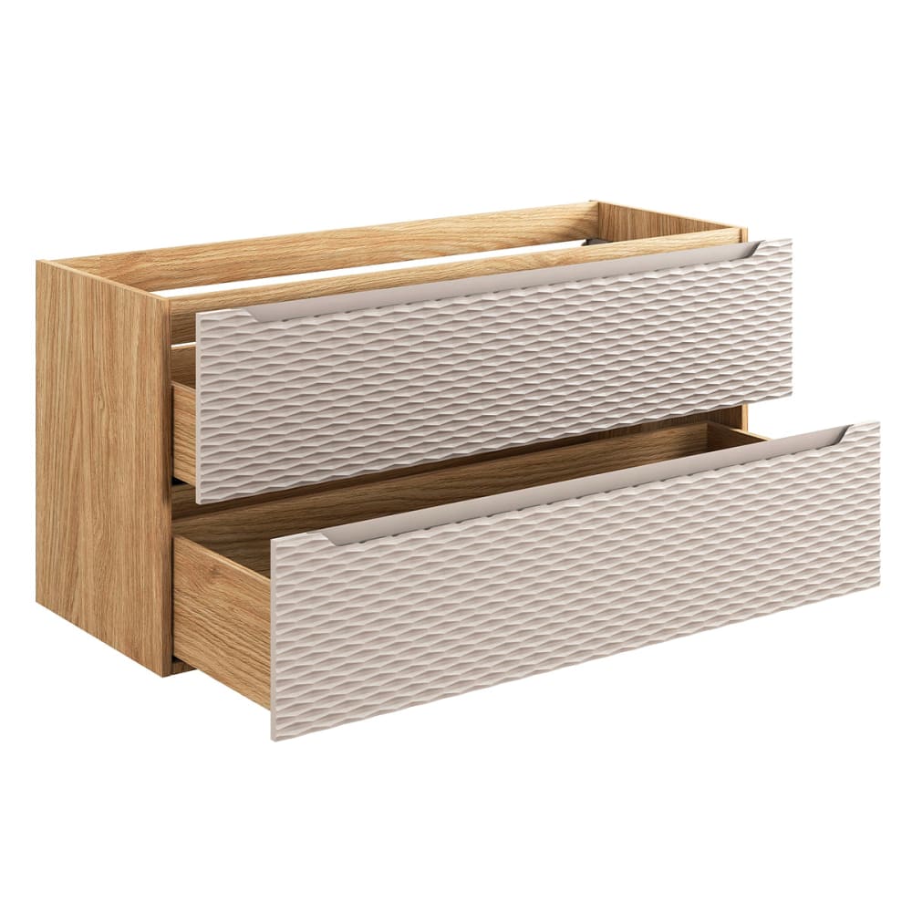 Waschtisch 120cm 2 Schubladen Melamin Beige und Holz - Maisons Du