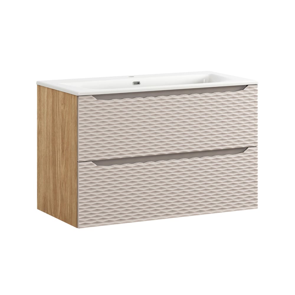Meuble vasque encastrée 90cm stratifiés beige