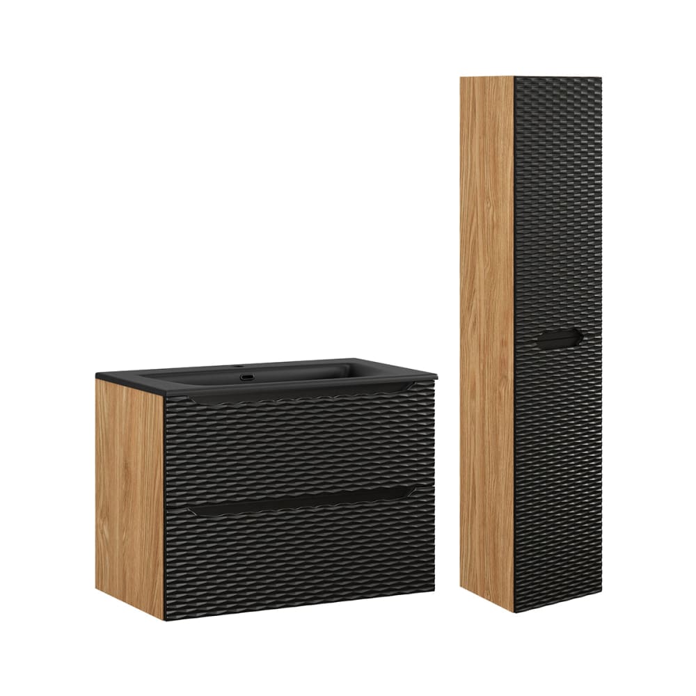 Ensemble meuble simple vasque panneaux mélaminé et mdf noir - Maisons du Monde