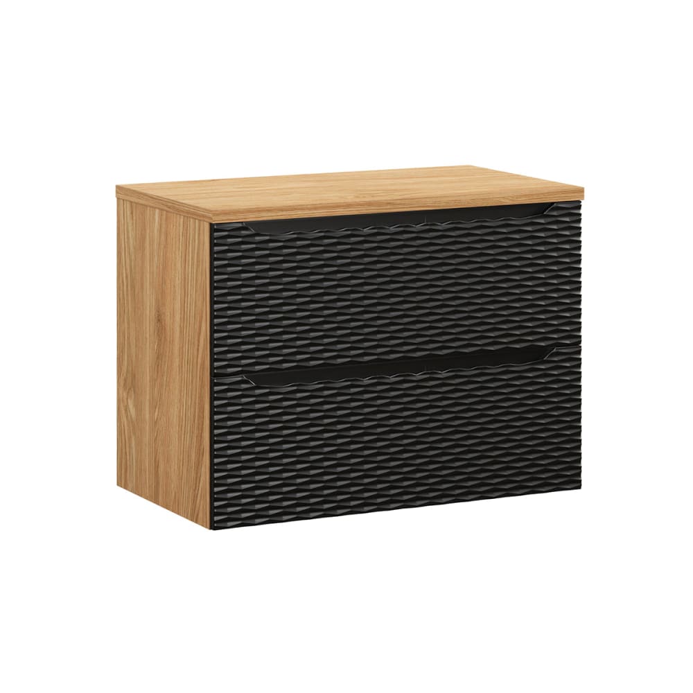 Petits meubles Waschbeckenunterschrank 80cm Melamin Schwarz und Holz Schwarz Spanplatte