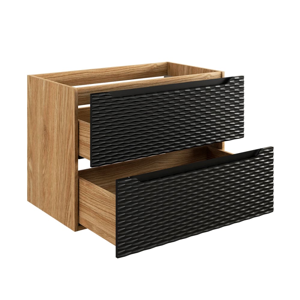 Waschbeckenunterschrank 80cm Melamin Schwarz und Holz - Maisons