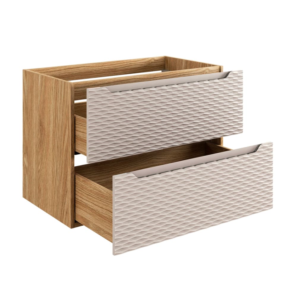Waschbeckenunterschrank 80cm Melamin Beige und Holz - Maisons Du