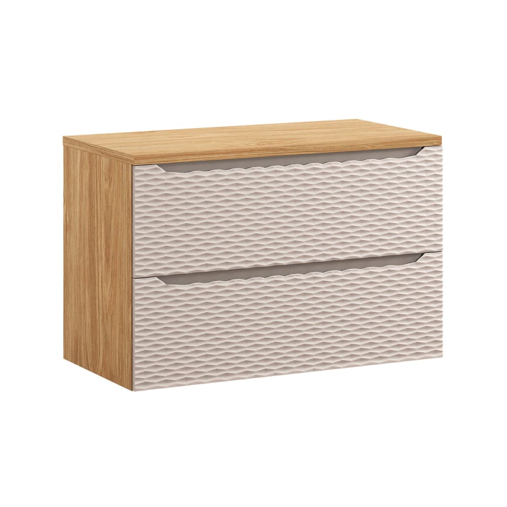 Petits meubles Waschbeckenunterschrank 90cm Melamin Beige und Holz Beige Spanplatte