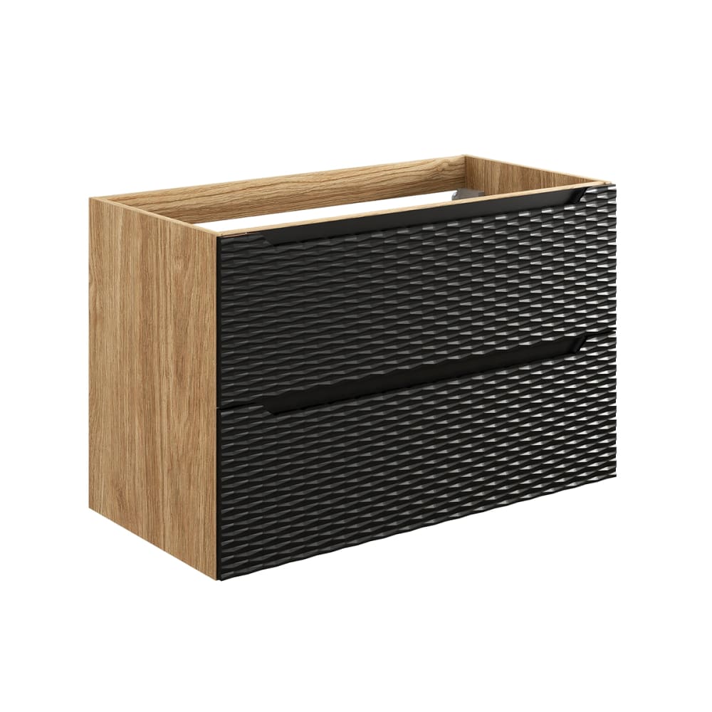 Meuble sous-vasque 90cm stratifiés noir et beige