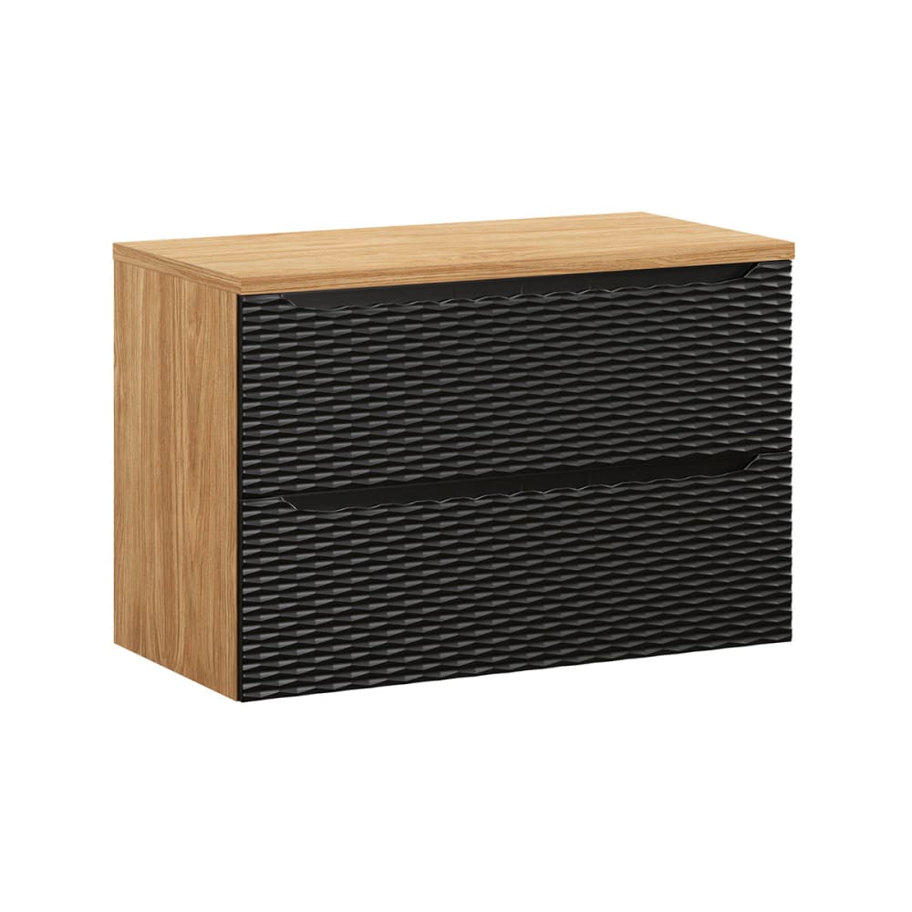 Petits meubles Waschbeckenunterschrank 90cm Melamin Schwarz und Holz Schwarz Spanplatte