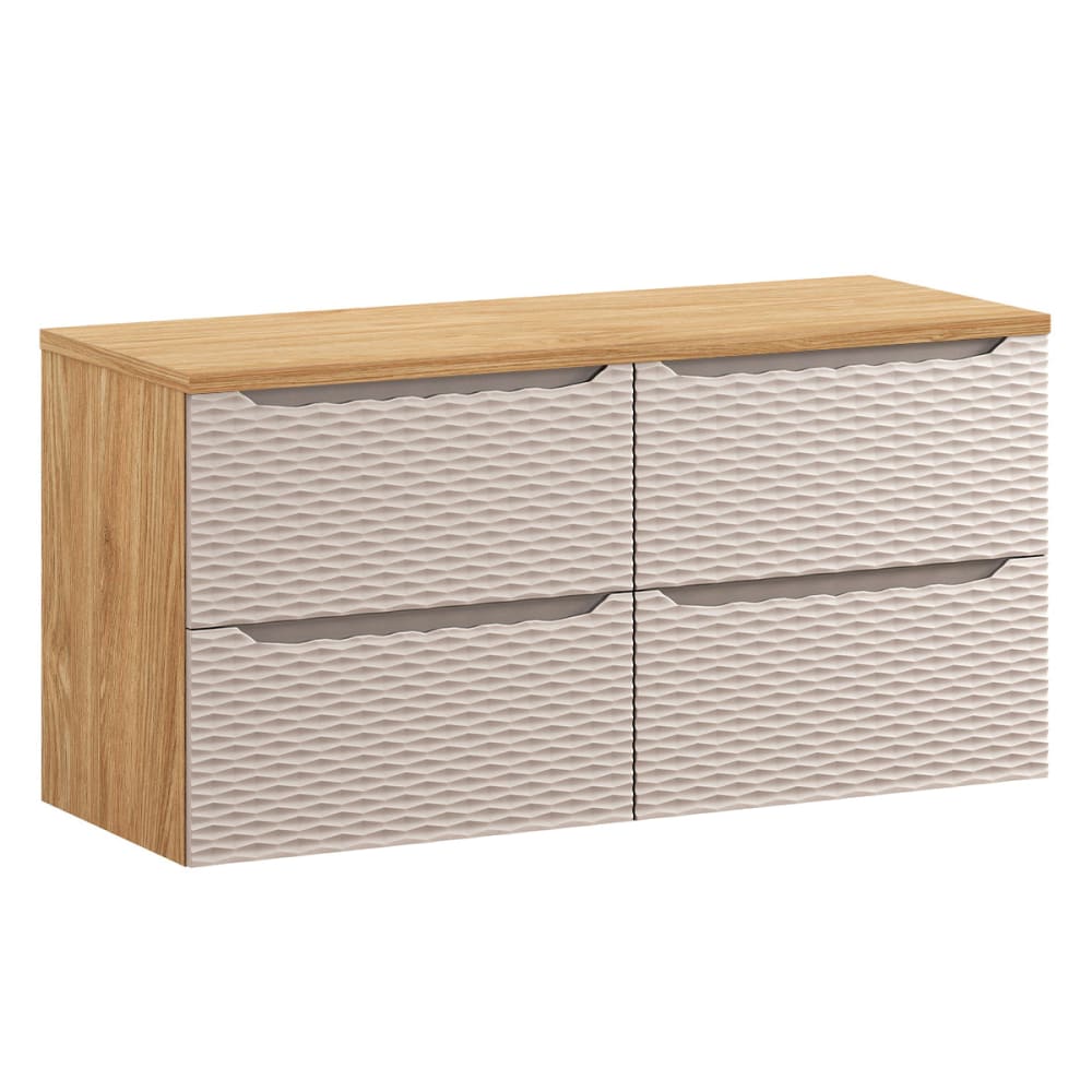 Petits meubles Waschtisch 120cm 4 Schubladen Melamin Beige und Holz Beige Spanplatte