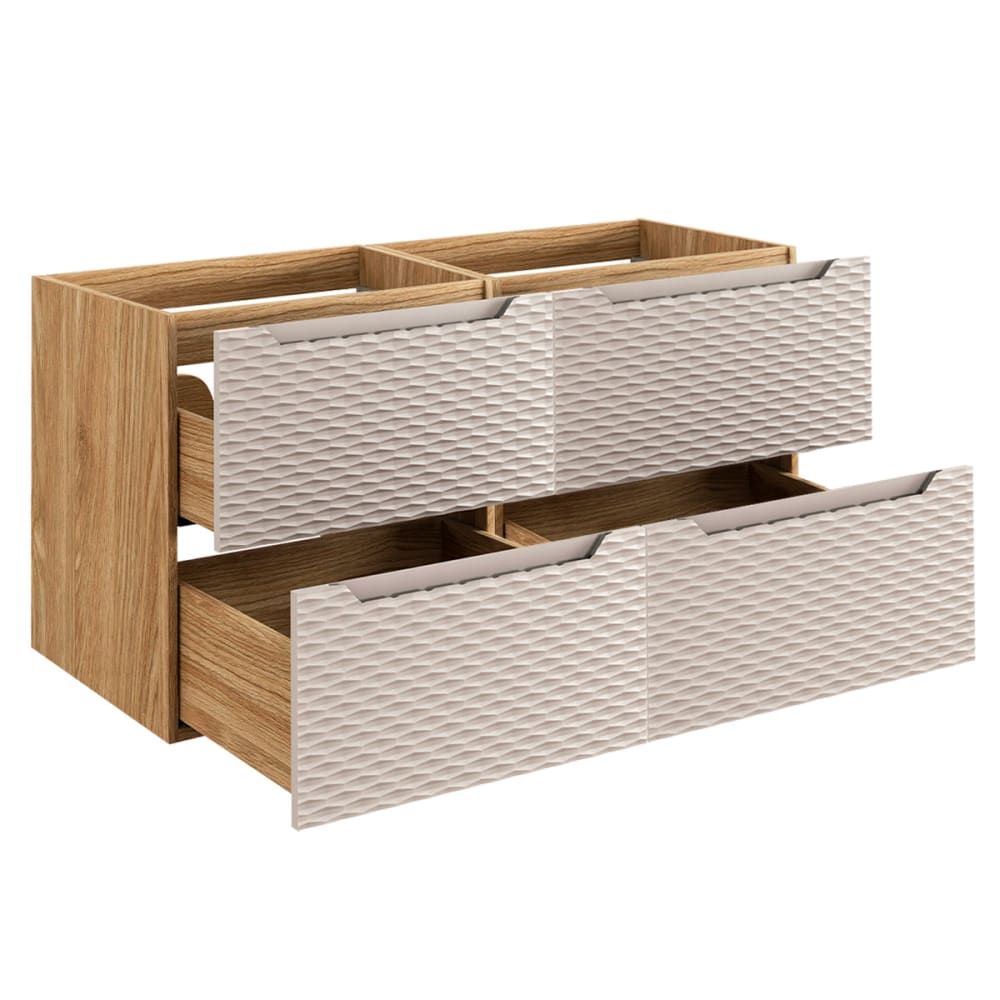 Waschtisch 120cm 4 Schubladen Melamin Beige und Holz - Maisons Du