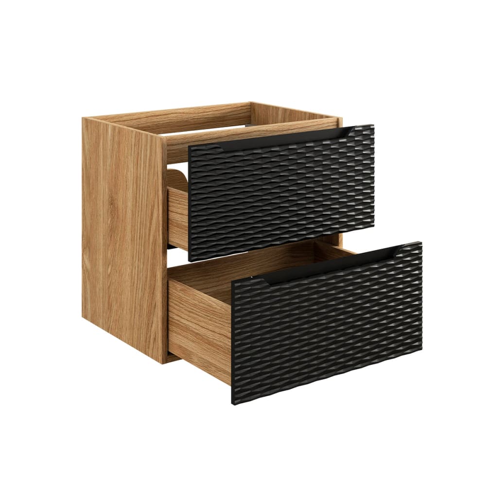 Waschbeckenunterschrank 60cm Melamin Schwarz und Holz - Maisons