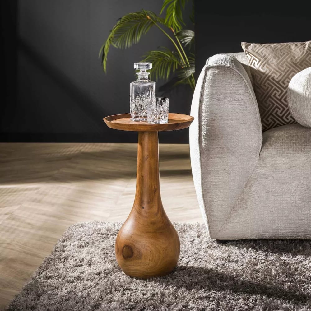 Table d'appoint ronde en acacia marron - Maisons du Monde
