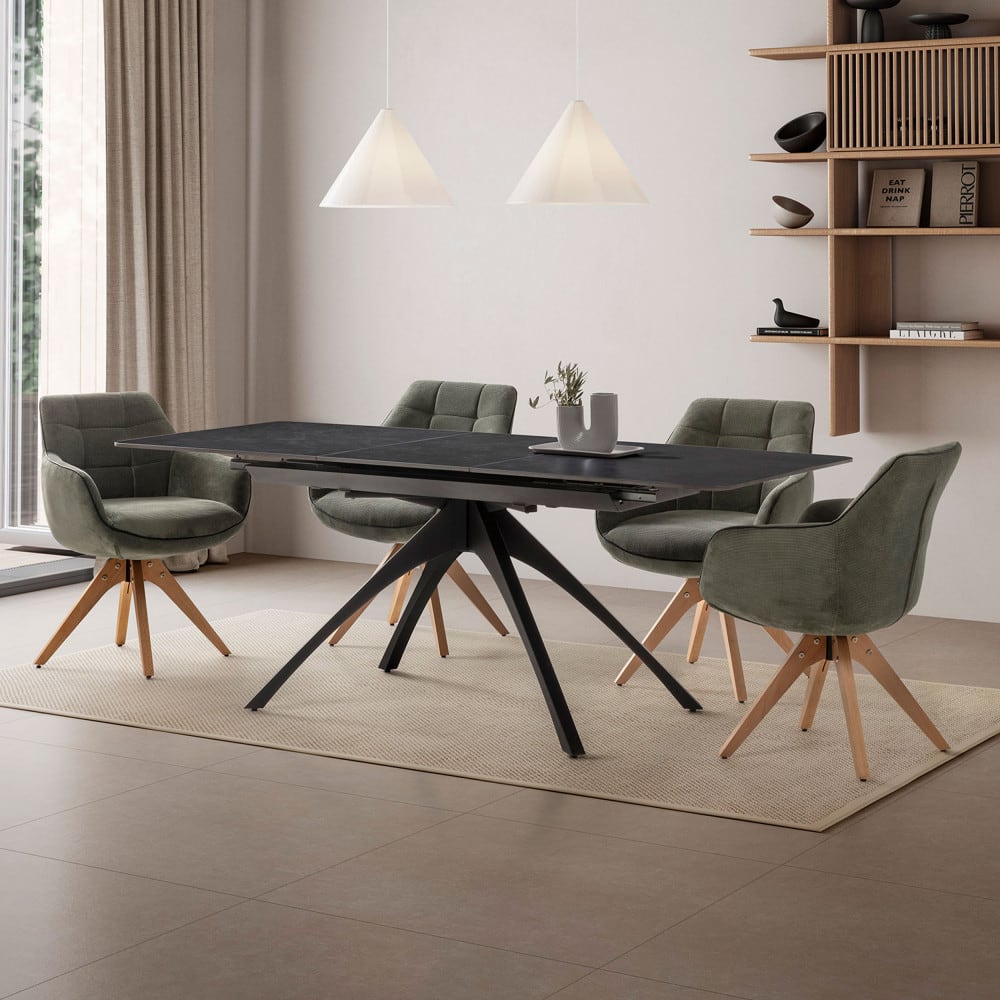 Table à manger extensible 6 à 8 personnes 150-200x85cm - Gris foncé