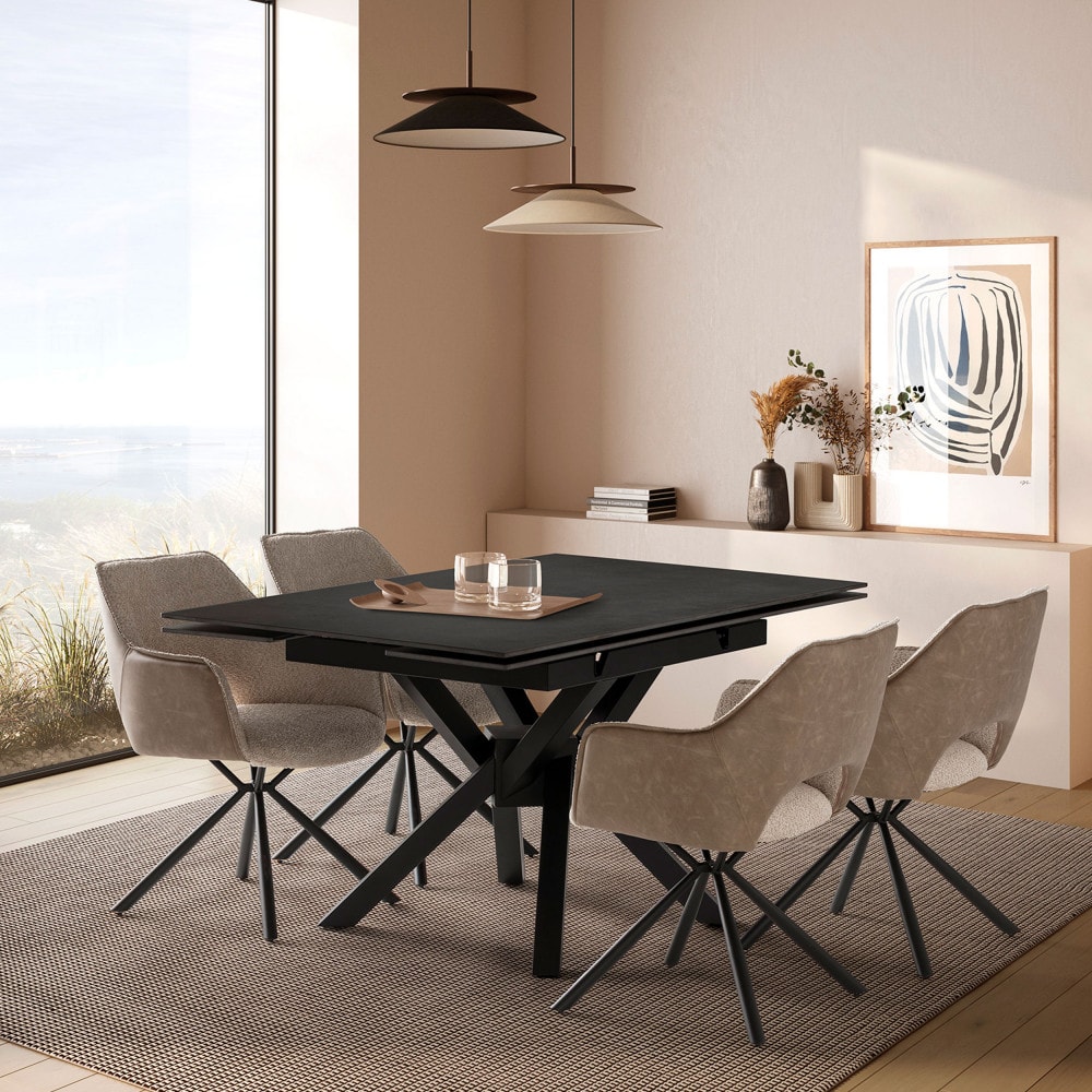 Großer ausziehbarer quadratischer Tisch für 6/8 Personen, 150x76