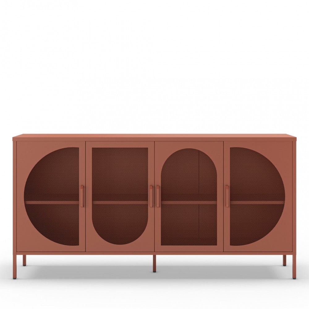 Buffet 4 portes en métal L160cm - Terracotta