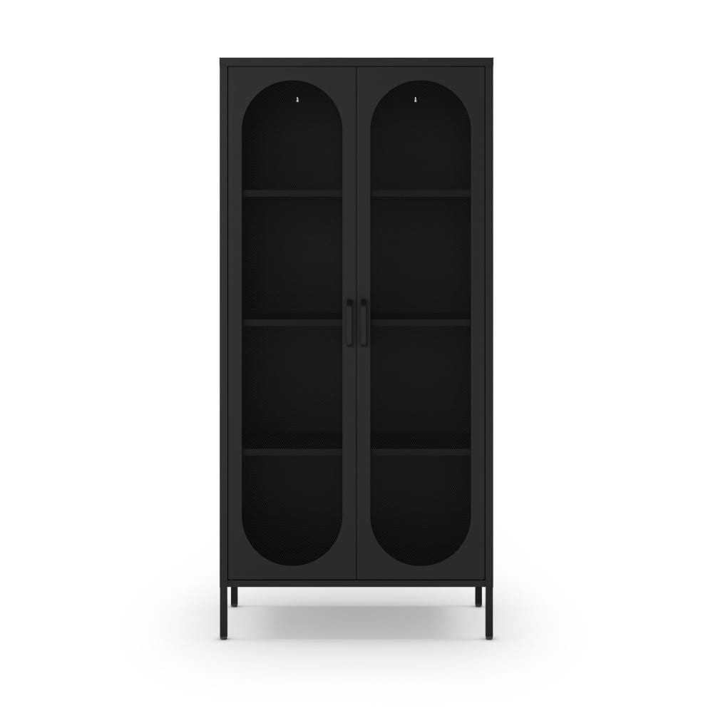 Vaisselier 2 portes en métal H170cm - Noir